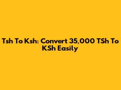 Tsh To Ksh: Convert 35,000 TSh To KSh Easily