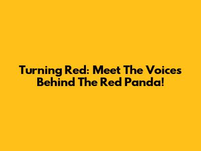 Turning Red: Meet The Voices Behind The Red Panda!