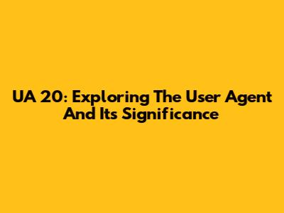 UA 20: Exploring The User Agent And Its Significance