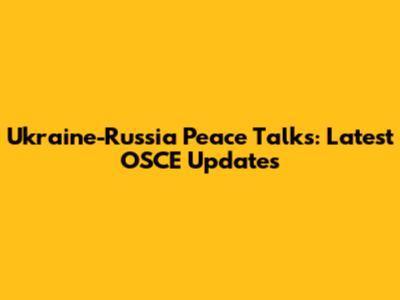 Ukraine-Russia Peace Talks: Latest OSCE Updates