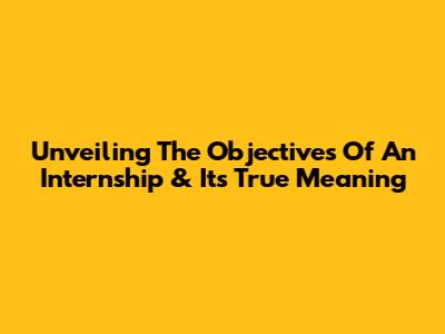 Unveiling The Objectives Of An Internship & Its True Meaning