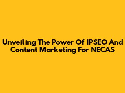 Unveiling The Power Of IPSEO And Content Marketing For NECAS