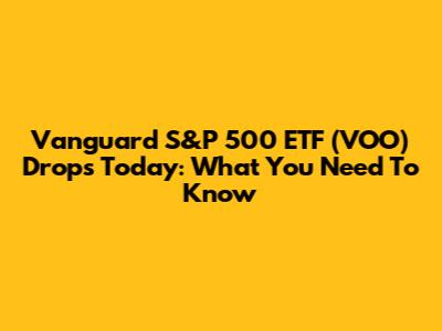 Vanguard S&P 500 ETF (VOO) Drops Today: What You Need To Know