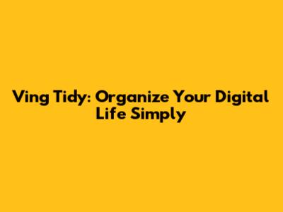 Ving Tidy: Organize Your Digital Life Simply