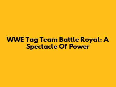 WWE Tag Team Battle Royal: A Spectacle Of Power