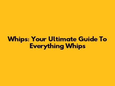 Whips: Your Ultimate Guide To Everything Whips