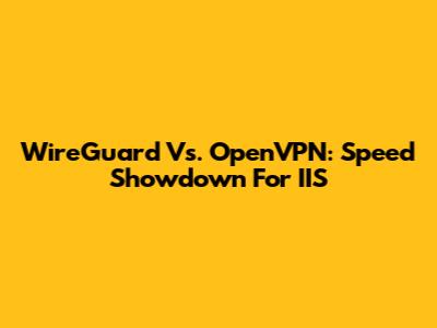 WireGuard Vs. OpenVPN: Speed Showdown For IIS