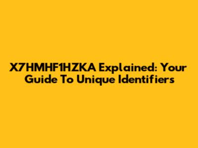 X7HMHF1HZKA Explained: Your Guide To Unique Identifiers